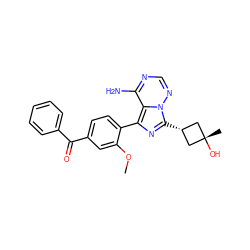 COc1cc(C(=O)c2ccccc2)ccc1-c1nc([C@H]2C[C@@](C)(O)C2)n2ncnc(N)c12 ZINC000261134124