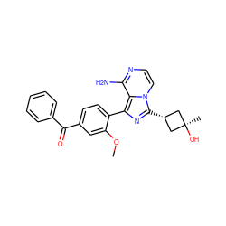 COc1cc(C(=O)c2ccccc2)ccc1-c1nc([C@H]2C[C@](C)(O)C2)n2ccnc(N)c12 ZINC000140517237