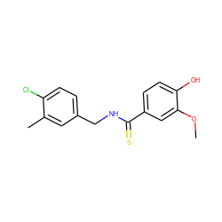 COc1cc(C(=S)NCc2ccc(Cl)c(C)c2)ccc1O ZINC000066113172