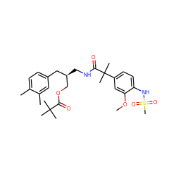 COc1cc(C(C)(C)C(=O)NC[C@@H](COC(=O)C(C)(C)C)Cc2ccc(C)c(C)c2)ccc1NS(C)(=O)=O ZINC000014973280