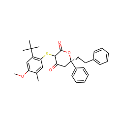 COc1cc(C(C)(C)C)c(SC2C(=O)C[C@](CCc3ccccc3)(c3ccccc3)OC2=O)cc1C ZINC000027200472