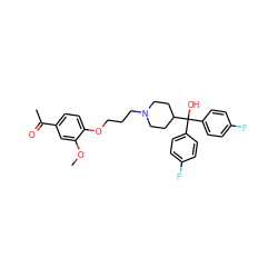 COc1cc(C(C)=O)ccc1OCCCN1CCC(C(O)(c2ccc(F)cc2)c2ccc(F)cc2)CC1 ZINC000013824934