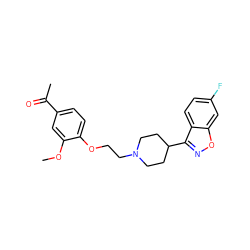 COc1cc(C(C)=O)ccc1OCCN1CCC(c2noc3cc(F)ccc23)CC1 ZINC000013740846