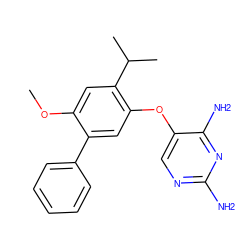 COc1cc(C(C)C)c(Oc2cnc(N)nc2N)cc1-c1ccccc1 ZINC000040431199