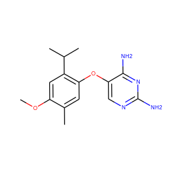 COc1cc(C(C)C)c(Oc2cnc(N)nc2N)cc1C ZINC000040829126