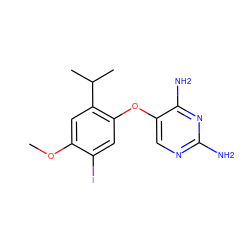 COc1cc(C(C)C)c(Oc2cnc(N)nc2N)cc1I ZINC000034809174