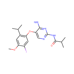 COc1cc(C(C)C)c(Oc2cnc(NC(=O)C(C)C)nc2N)cc1I ZINC000034809218