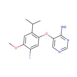 COc1cc(C(C)C)c(Oc2cncnc2N)cc1I ZINC000040957895