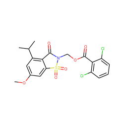 COc1cc(C(C)C)c2c(c1)S(=O)(=O)N(COC(=O)c1c(Cl)cccc1Cl)C2=O ZINC000013744371