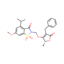 COc1cc(C(C)C)c2c(c1)S(=O)(=O)N(COC1=C(Cc3ccccc3)C(=O)O[C@@H]1C)C2=O ZINC000027523194