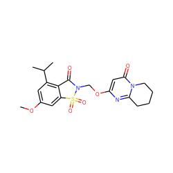 COc1cc(C(C)C)c2c(c1)S(=O)(=O)N(COc1cc(=O)n3c(n1)CCCC3)C2=O ZINC000013744361