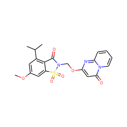 COc1cc(C(C)C)c2c(c1)S(=O)(=O)N(COc1cc(=O)n3ccccc3n1)C2=O ZINC000000607071