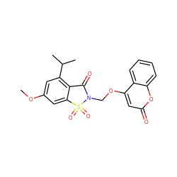 COc1cc(C(C)C)c2c(c1)S(=O)(=O)N(COc1cc(=O)oc3ccccc13)C2=O ZINC000013744337
