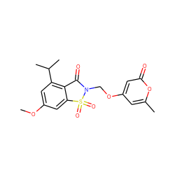 COc1cc(C(C)C)c2c(c1)S(=O)(=O)N(COc1cc(C)oc(=O)c1)C2=O ZINC000013744329