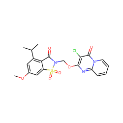 COc1cc(C(C)C)c2c(c1)S(=O)(=O)N(COc1nc3ccccn3c(=O)c1Cl)C2=O ZINC000000607072