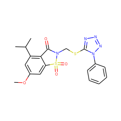 COc1cc(C(C)C)c2c(c1)S(=O)(=O)N(CSc1nnnn1-c1ccccc1)C2=O ZINC000000598536