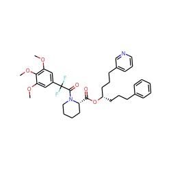 COc1cc(C(F)(F)C(=O)N2CCCC[C@H]2C(=O)O[C@@H](CCCc2ccccc2)CCCc2cccnc2)cc(OC)c1OC ZINC000003962705