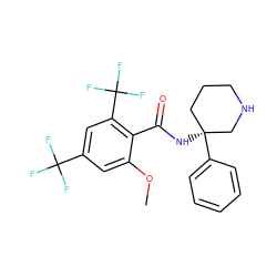 COc1cc(C(F)(F)F)cc(C(F)(F)F)c1C(=O)N[C@]1(c2ccccc2)CCCNC1 ZINC000139945839