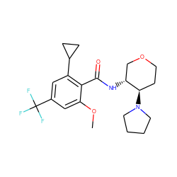 COc1cc(C(F)(F)F)cc(C2CC2)c1C(=O)N[C@@H]1COCC[C@H]1N1CCCC1 ZINC000072318441