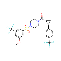 COc1cc(C(F)(F)F)cc(S(=O)(=O)N2CCN(C(=O)[C@@H]3C[C@H]3c3ccc(C(F)(F)F)cc3)CC2)c1 ZINC000049878031