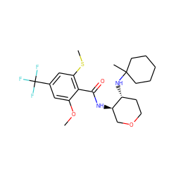 COc1cc(C(F)(F)F)cc(SC)c1C(=O)N[C@@H]1COCC[C@H]1NC1(C)CCCCC1 ZINC000118604914