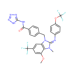 COc1cc(C(F)(F)F)cc2c1n(C)/c(=N/c1ccc(OC(F)(F)F)cc1)n2Cc1ccc(C(=O)Nc2nnn[nH]2)cc1 ZINC000101455559