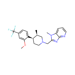 COc1cc(C(F)(F)F)ccc1[C@@H]1CCN(Cc2nc3ncccc3n2C)C[C@@H]1C ZINC000071329372