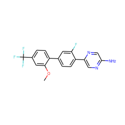 COc1cc(C(F)(F)F)ccc1-c1ccc(-c2cnc(N)cn2)c(F)c1 ZINC000224789760
