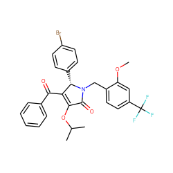 COc1cc(C(F)(F)F)ccc1CN1C(=O)C(OC(C)C)=C(C(=O)c2ccccc2)[C@@H]1c1ccc(Br)cc1 ZINC000169349418
