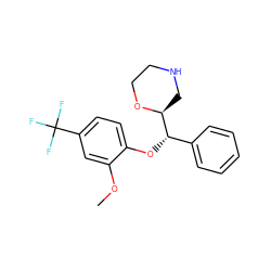 COc1cc(C(F)(F)F)ccc1O[C@@H](c1ccccc1)[C@@H]1CNCCO1 ZINC000029050091