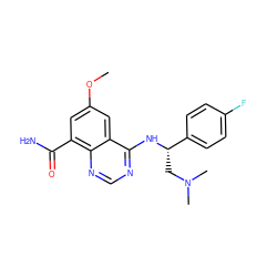 COc1cc(C(N)=O)c2ncnc(N[C@@H](CN(C)C)c3ccc(F)cc3)c2c1 ZINC000114346510