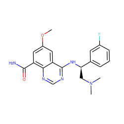 COc1cc(C(N)=O)c2ncnc(N[C@H](CN(C)C)c3cccc(F)c3)c2c1 ZINC000114344859