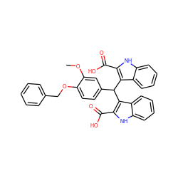 COc1cc(C(c2c(C(=O)O)[nH]c3ccccc23)c2c(C(=O)O)[nH]c3ccccc23)ccc1OCc1ccccc1 ZINC000038148337