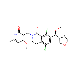 COc1cc(C)[nH]c(=O)c1CN1CCc2c(Cl)cc([C@@H](OC)[C@@H]3CCOC3)c(Cl)c2C1=O ZINC001772573356