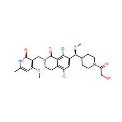 COc1cc(C)[nH]c(=O)c1CN1CCc2c(Cl)cc([C@@H](OC)C3CCN(C(=O)CO)CC3)c(Cl)c2C1=O ZINC001772574831