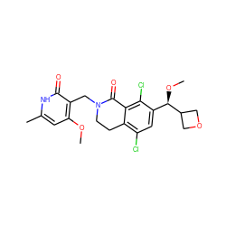 COc1cc(C)[nH]c(=O)c1CN1CCc2c(Cl)cc([C@@H](OC)C3COC3)c(Cl)c2C1=O ZINC001772573526