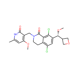 COc1cc(C)[nH]c(=O)c1CN1CCc2c(Cl)cc([C@H](OC)C3COC3)c(Cl)c2C1=O ZINC001772587727