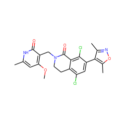 COc1cc(C)[nH]c(=O)c1CN1CCc2c(Cl)cc(-c3c(C)noc3C)c(Cl)c2C1=O ZINC001772609356