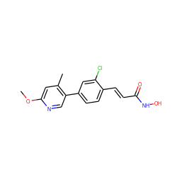 COc1cc(C)c(-c2ccc(/C=C/C(=O)NO)c(Cl)c2)cn1 ZINC000084757104