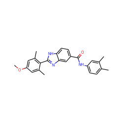 COc1cc(C)c(-c2nc3cc(C(=O)Nc4ccc(C)c(C)c4)ccc3[nH]2)c(C)c1 ZINC000084729246