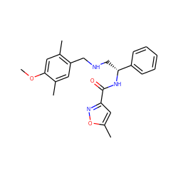 COc1cc(C)c(CNC[C@@H](NC(=O)c2cc(C)on2)c2ccccc2)cc1C ZINC000584905249