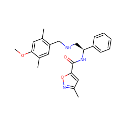 COc1cc(C)c(CNC[C@H](NC(=O)c2cc(C)no2)c2ccccc2)cc1C ZINC000653843993