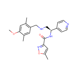 COc1cc(C)c(CNC[C@H](NC(=O)c2cc(C)on2)c2ccncc2)cc1C ZINC000653847517