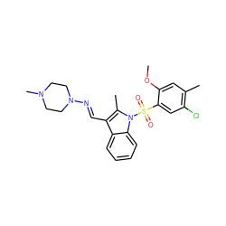 COc1cc(C)c(Cl)cc1S(=O)(=O)n1c(C)c(/C=N/N2CCN(C)CC2)c2ccccc21 ZINC000096921212