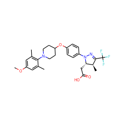 COc1cc(C)c(N2CCC(Oc3ccc(N4N=C(C(F)(F)F)[C@@H](C)[C@@H]4CC(=O)O)cc3)CC2)c(C)c1 ZINC000219586046