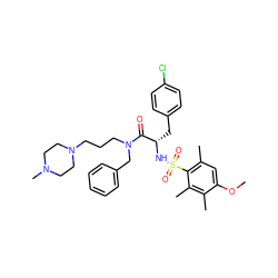 COc1cc(C)c(S(=O)(=O)N[C@@H](Cc2ccc(Cl)cc2)C(=O)N(CCCN2CCN(C)CC2)Cc2ccccc2)c(C)c1C ZINC000071316498