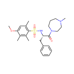 COc1cc(C)c(S(=O)(=O)N[C@@H](Cc2ccccc2)C(=O)N2CCCN(C)CC2)c(C)c1C ZINC000071340354