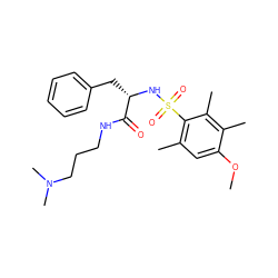 COc1cc(C)c(S(=O)(=O)N[C@@H](Cc2ccccc2)C(=O)NCCCN(C)C)c(C)c1C ZINC000071340822