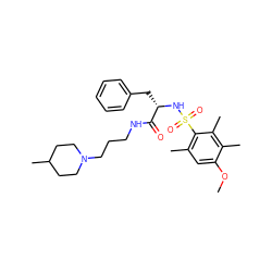 COc1cc(C)c(S(=O)(=O)N[C@@H](Cc2ccccc2)C(=O)NCCCN2CCC(C)CC2)c(C)c1C ZINC000071332544