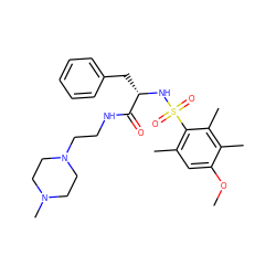 COc1cc(C)c(S(=O)(=O)N[C@@H](Cc2ccccc2)C(=O)NCCN2CCN(C)CC2)c(C)c1C ZINC000071331743